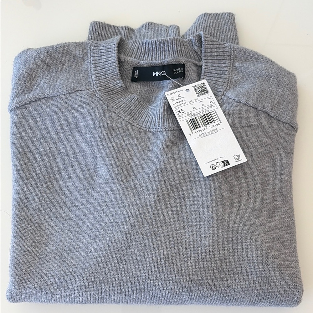 NWT Mango Women’s Heather Gray Crewneck Sweater